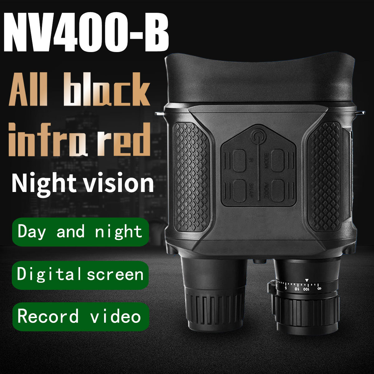 NV400 Visao Noturna Binoculo Caca 7X Zoom Focus IR 850nm 400M Long Range Night Vision Camera Video Recording Scope