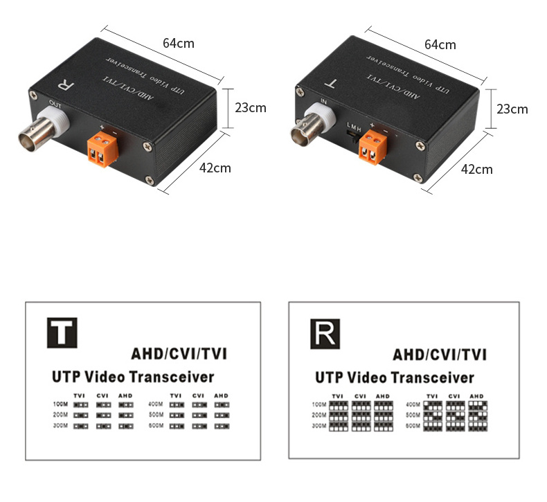 CCTV Active Video Balun Converter 600M Transmission Meters 5Mp Hd Ahd/Tvi/Cvi Cable Video Power Audio Utp Twisted Pair Balun