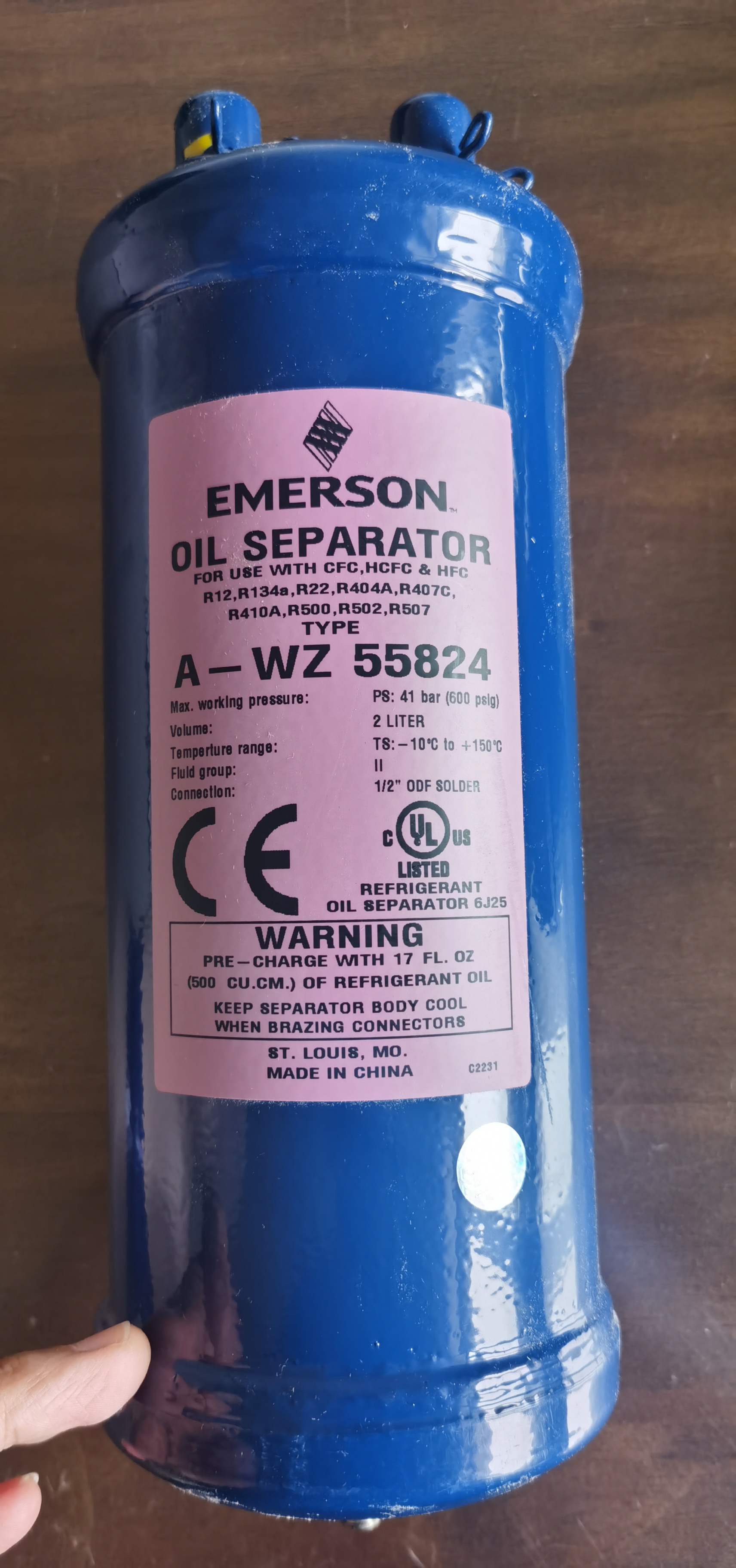 Refrigeration Parts Refrigerant Liquid Oil separator A-WZ 55824 for Condensing Unit system with CFC HCFC HFC R22 R404A R407C