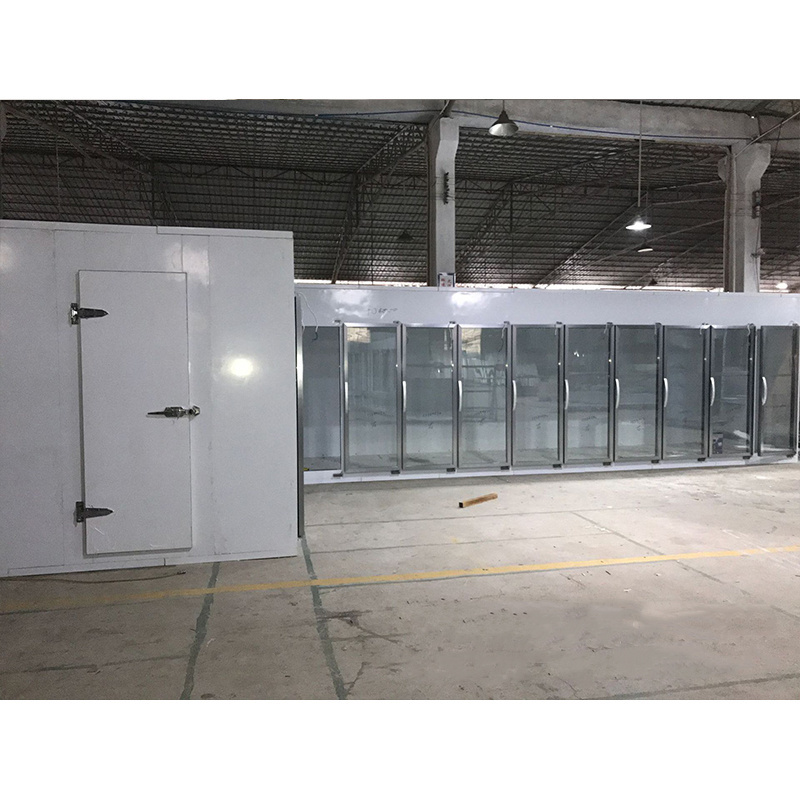 Sandwich Panel Glass Door Walk in Cooler Freezer Display Cold Room For Supermarket