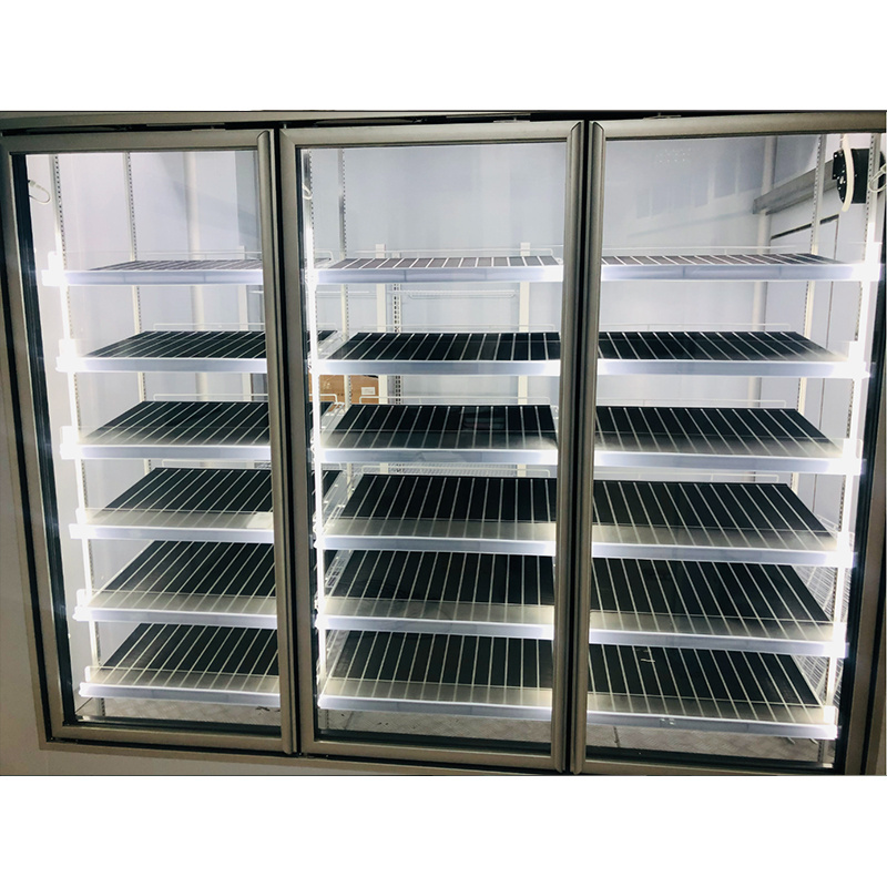 Sandwich Panel Glass Door Walk in Cooler Freezer Display Cold Room For Supermarket