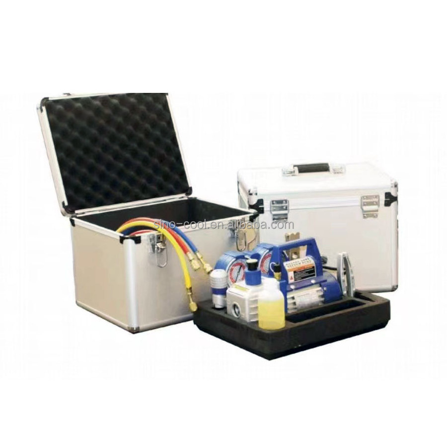 Vacuum pump portable box aluminium case HVAC refrigerant vacuum pump set vacuum pump kit for car air condition repair