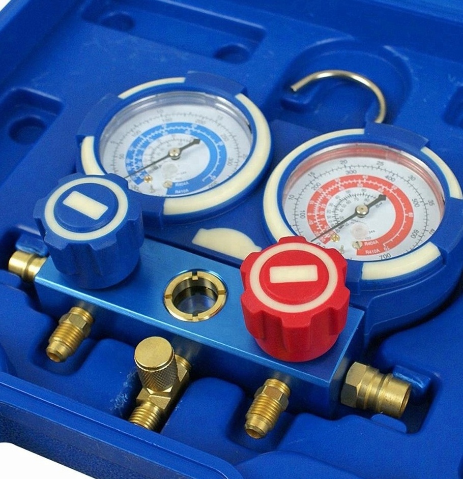 MG-2-R134a R410A Manifold Gauge Set HVAC refrigeration system auto air conditioner AC Charging  R22 R12 R502 404 AC Gauge