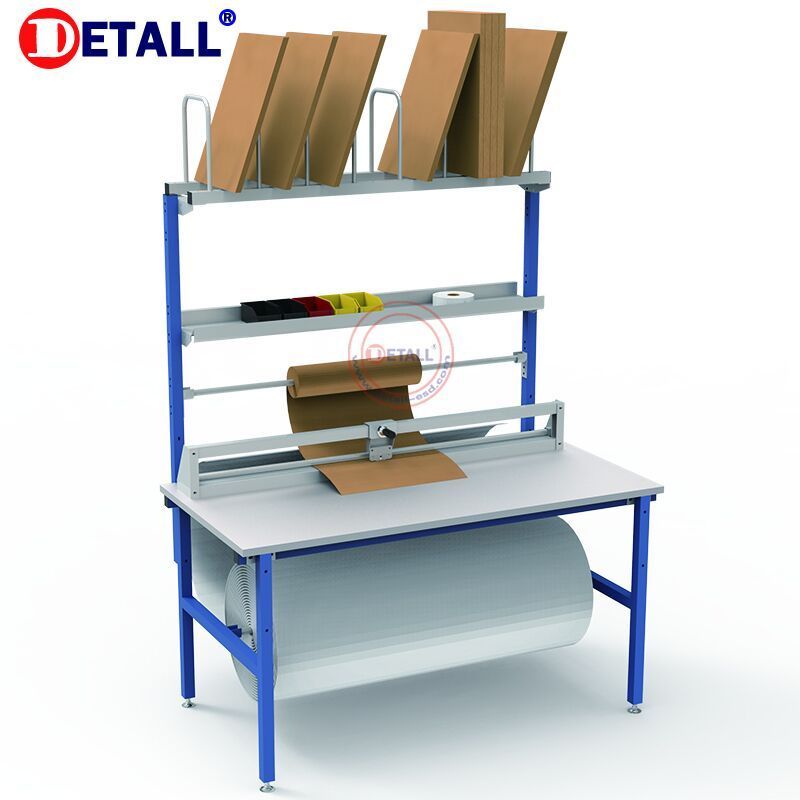 height adjustable industrial packing table for warehouse with cartonage magazine