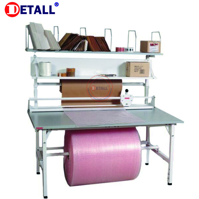 height adjustable industrial packing table for warehouse with cartonage magazine