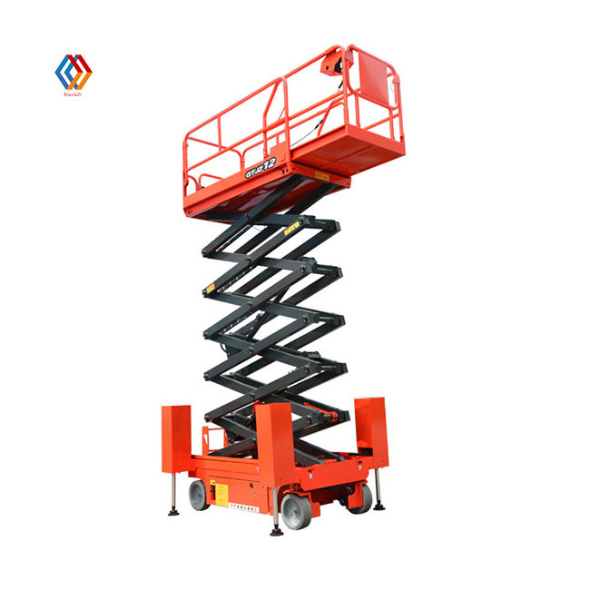 8m 10m 12m 14m self propelled man lift with outriggers electric scissor lift