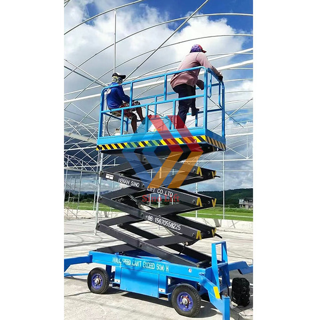 4 meters 6m 8m 14m Mobile Hydraulic Battery Electric Scaffolding 500kg Capacity Trailer Electric Scissor Lift 10m