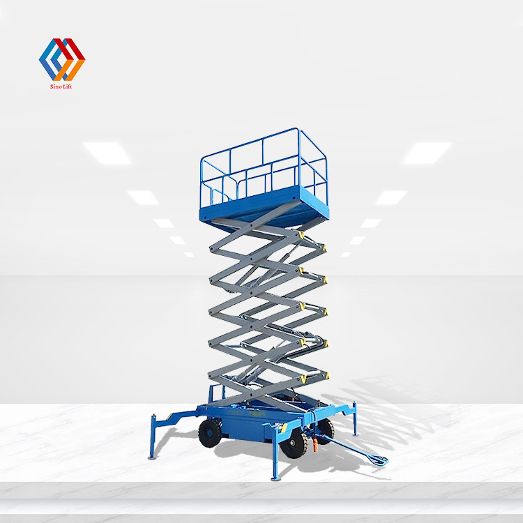 6-14m height New Electric Mobile Lifting Equipment with Four Legs Scissor Lift for Furniture Warehouse and Home Use