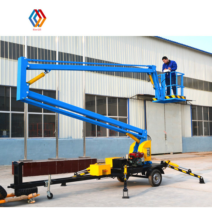 Hot Sale 10-22m Towable Articualted Trailer Boom Lift for Sale Hydraulic Cherry Picker Spider for Sale