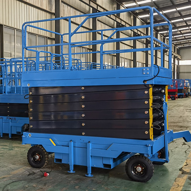 4 meters 6m 8m 14m Mobile Hydraulic Battery Electric Scaffolding 500kg Capacity Trailer Electric Scissor Lift 10m