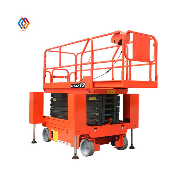 8m 10m 12m 14m self propelled man lift with outriggers electric scissor lift