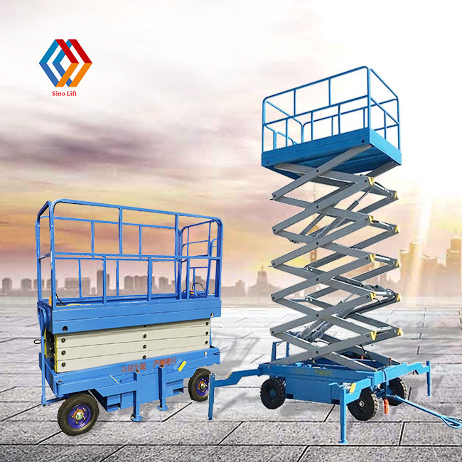 6-14m height New Electric Mobile Lifting Equipment with Four Legs Scissor Lift for Furniture Warehouse and Home Use