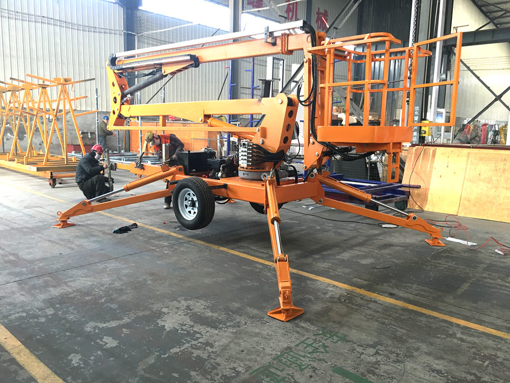 Hot Sale 10-22m Towable Articualted Trailer Boom Lift for Sale Hydraulic Cherry Picker Spider for Sale