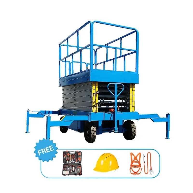 4 meters 6m 8m 14m Mobile Hydraulic Battery Electric Scaffolding 500kg Capacity Trailer Electric Scissor Lift 10m