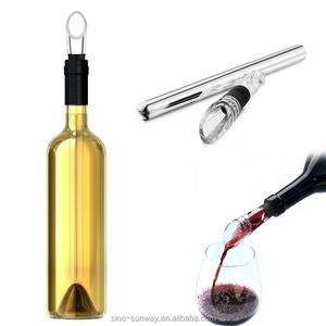 Wine Bottle Cooler Stick Stainless Steel Freezer with Aerator and Drip Free Pourer Wine Chiller Accessories Set