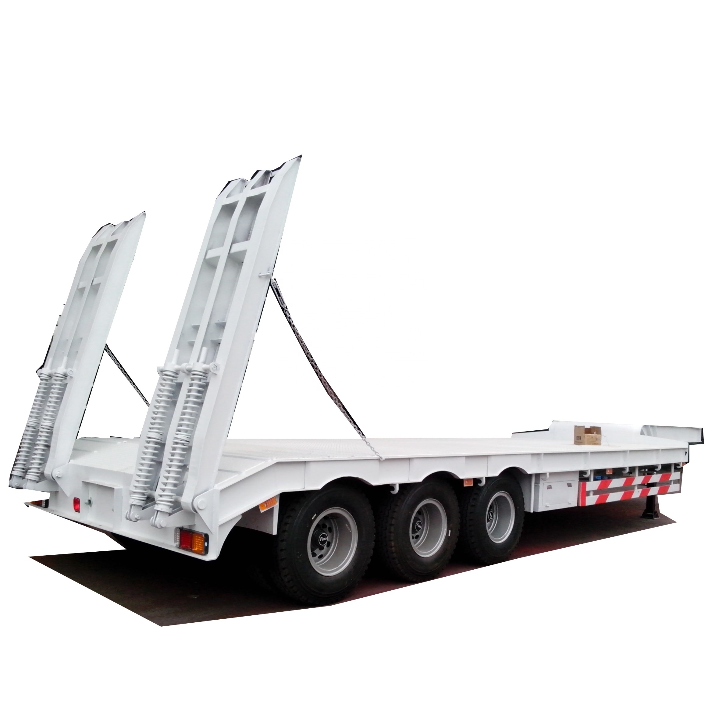 SINOTRUK HOWO 3 Alxes Lowboy Low Bed Container Gooseneck Excavator Transport Semi Trailer for Sale Truck Trailer FUHUA Axles 80T