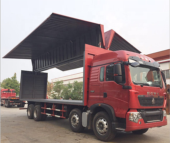 Brand new Sinotruk 20 25 30 Tons 10 12 Wheeler Open Wing Van box truck aluminium alloy body wingspan cargo truck for sale