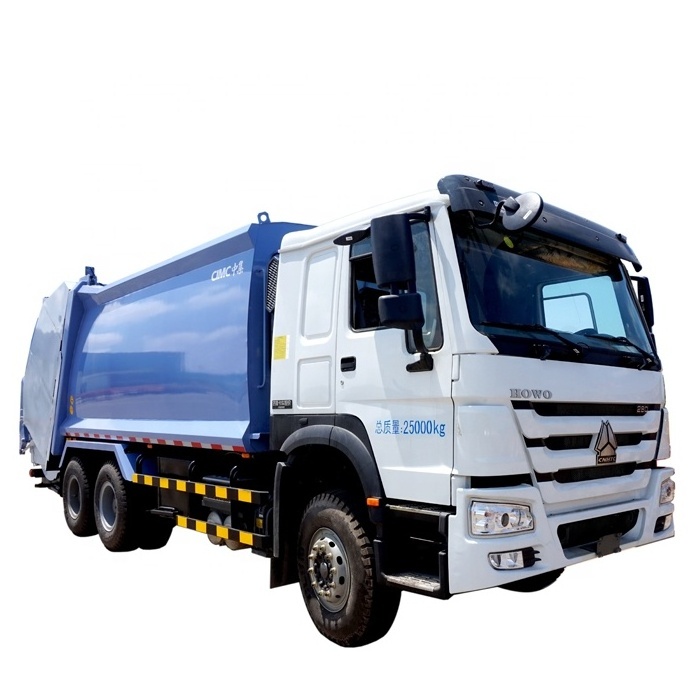 Factory price  HOWO rear loading compressed truck garbage truck refuse collector trash bin rubbish truck for sale