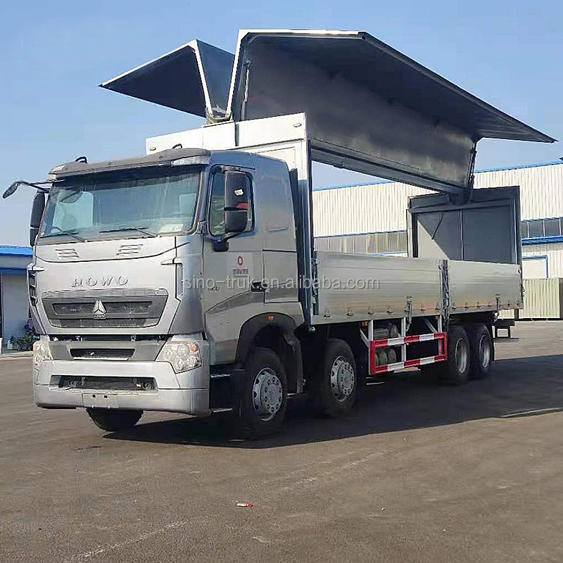 Brand new Sinotruk 20 25 30 Tons 10 12 Wheeler Open Wing Van box truck aluminium alloy body wingspan cargo truck for sale