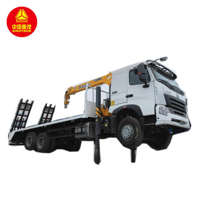 howo a7 t7 nx flatbed self loader telescopic boom truck mounted crane for sale