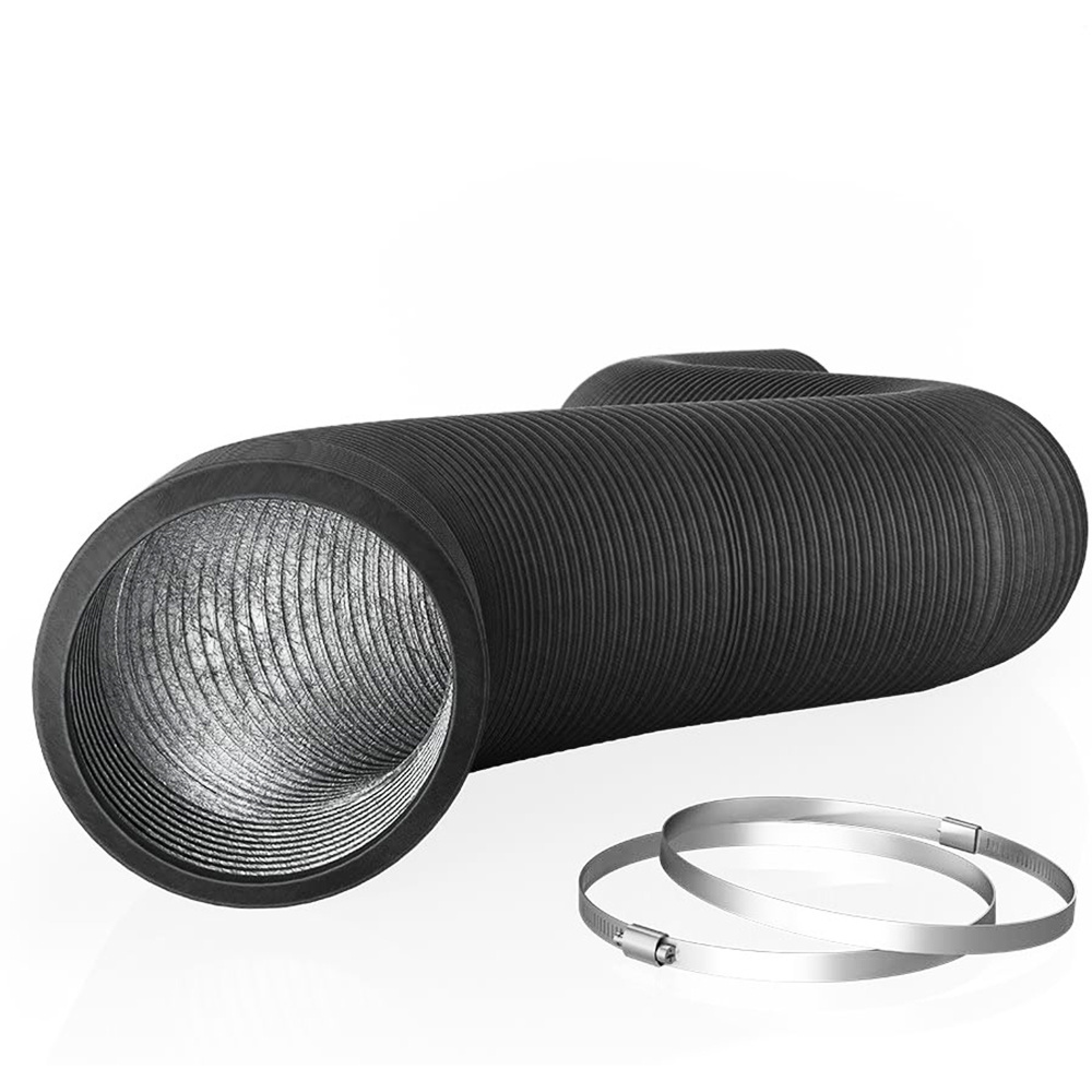 Fire Resistance Double Layer Aluminum Flexible Insulated Foil Duct Ducting Black Color