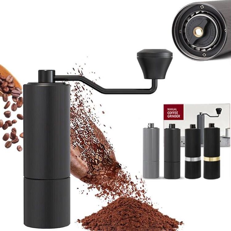 wholesale  cafe coffee tools mini portable stainless steel body ceramic burr adjustable hand manual coffee grinder mill