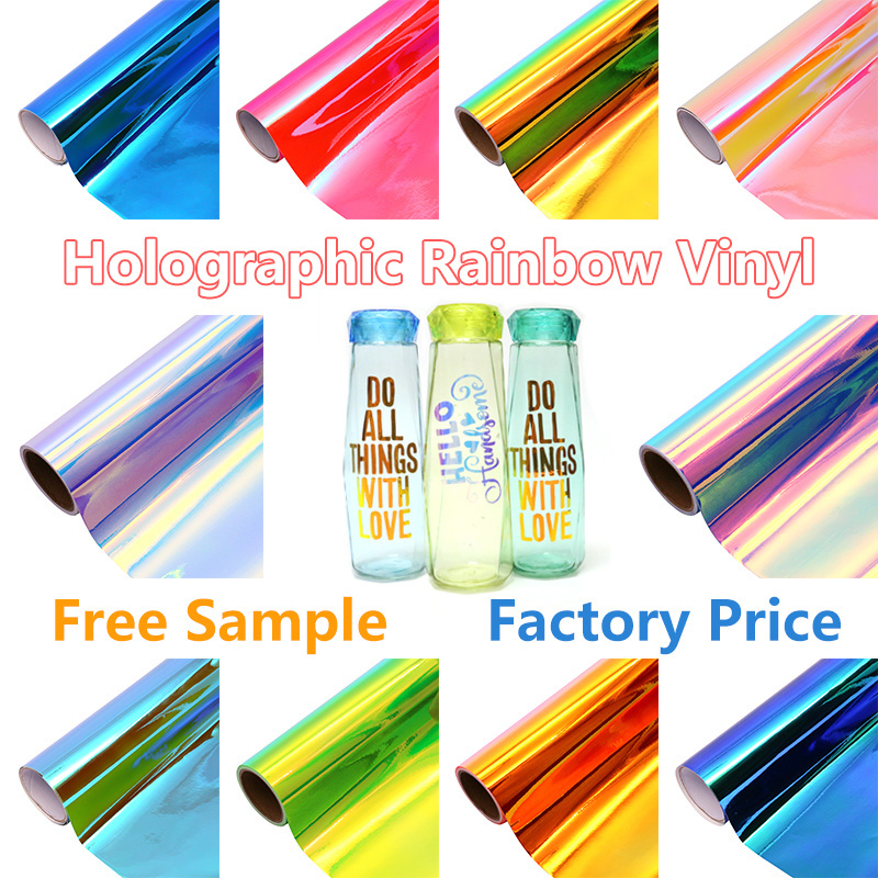 Holographic Dichroic Film Rainbow Rose Gold Vinilo Adhesivo Permanet Self Adhesive Oracal 651 DIY Craft Vinyl Roll Laser Chrome