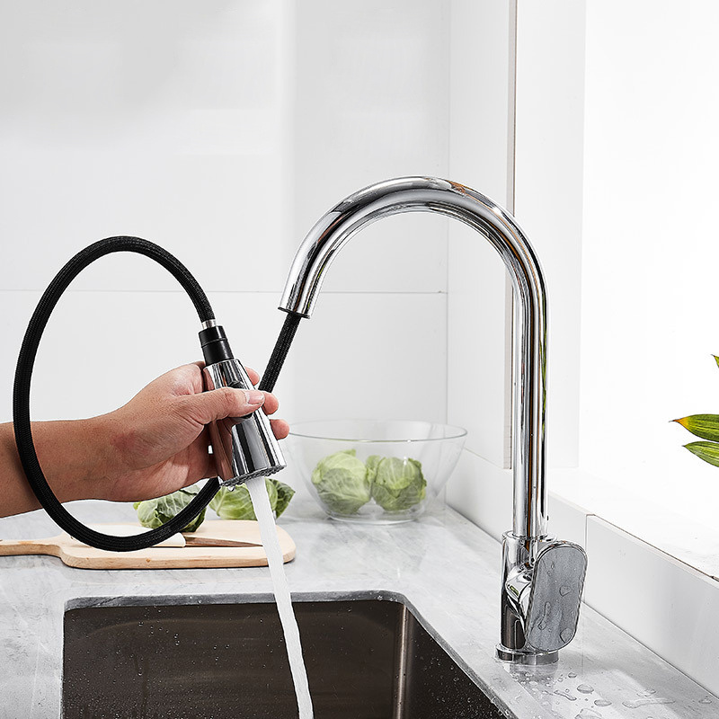 universal splash filter faucet 720 rotate kitchen sink faucet with pull down sprayer 2 handle