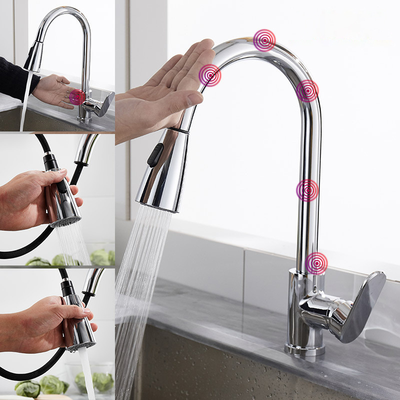 universal splash filter faucet 720 rotate kitchen sink faucet with pull down sprayer 2 handle