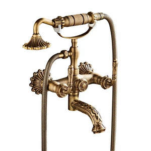 AG All copper carved European style retro simple shower set copper cold and hot faucet bathtub shower hand nozzle