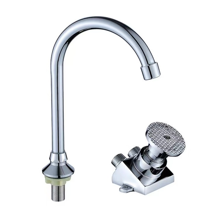 Single Hole Foot Pedal Valve Faucet Vertical Basin Switch Foot Operated Faucet for Hospital Sink Tap Home