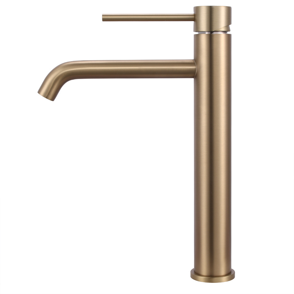 Bathroom tap 304 Stainless Steel Deck Mounted mixer Single Lever Basin Faucet Brush Gold Basin Faucet