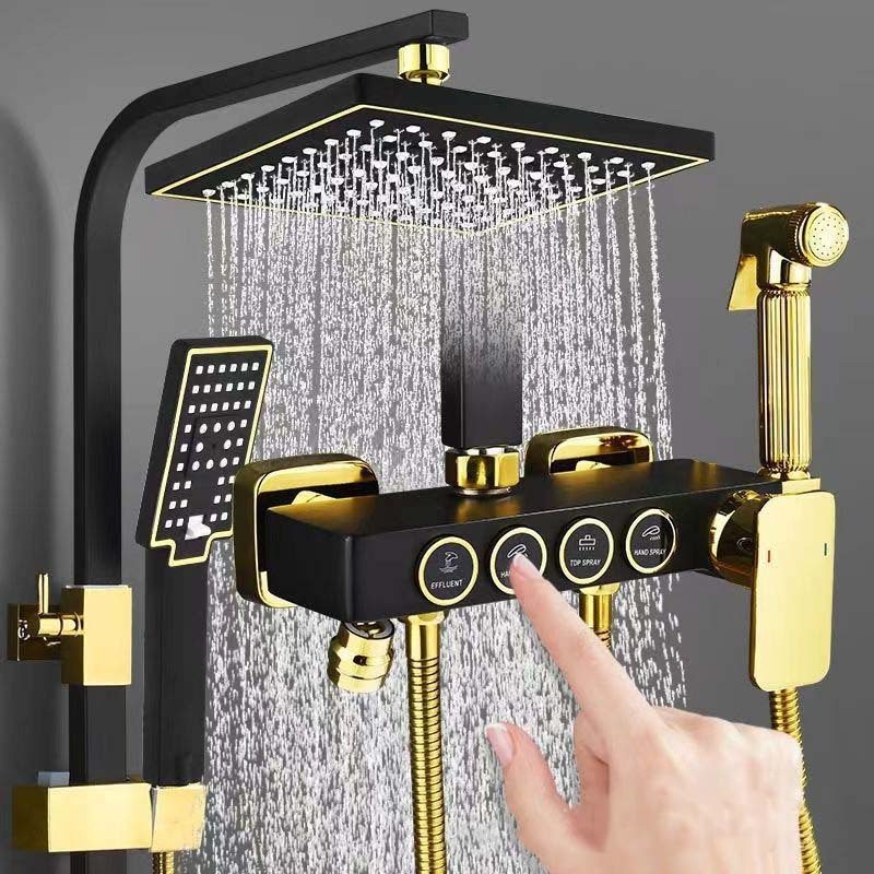 ANQI high quality bathroom black gold stainless steel shower shower set pressurized hand shower factory direct sales