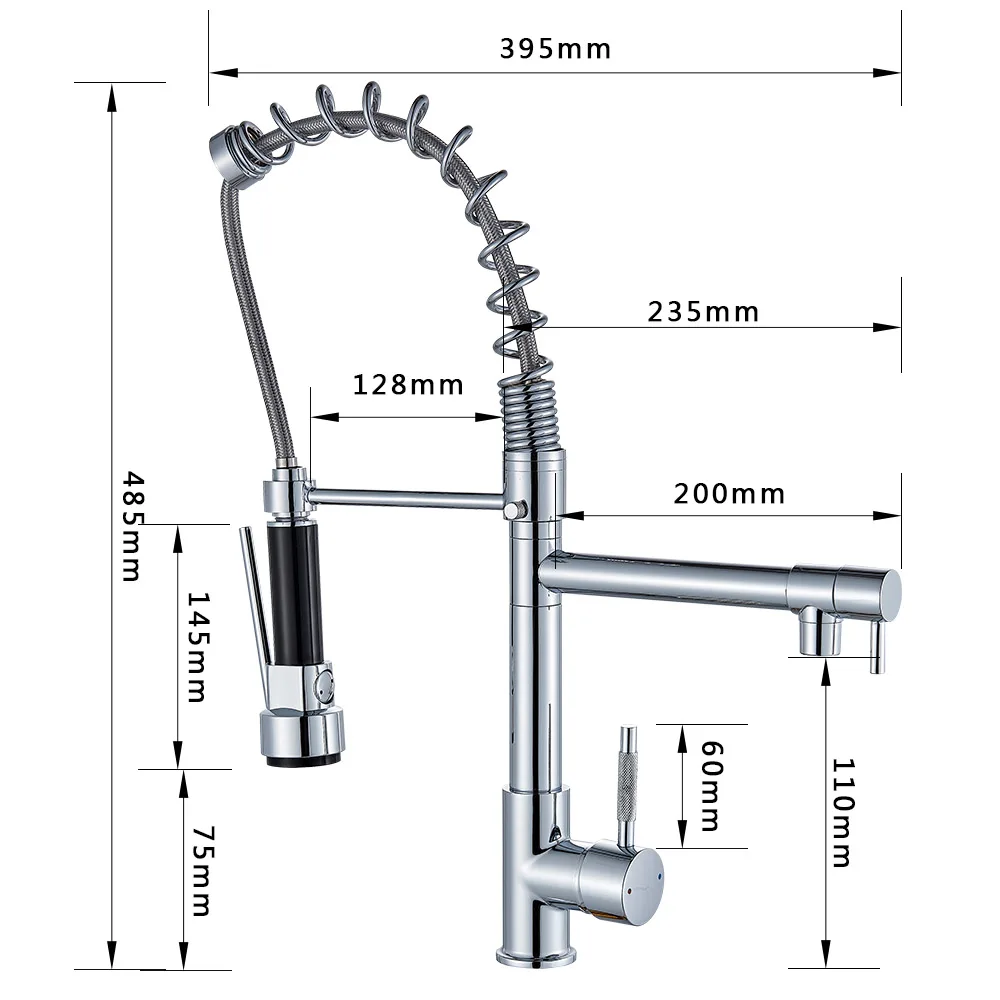 AG Pull Down Basin Faucet Spring Gourmet Kitchen Faucet Mixer Taps Pull Out 304 Stainless Steel Kitchen Mixer Faucet