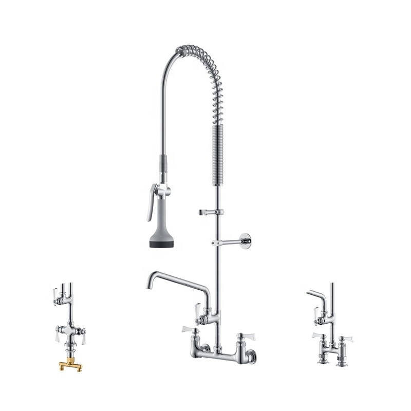 Pre Rinse High Pressure Wall-mounted Water Faucet with Spring in Kitchen Sink Faucets