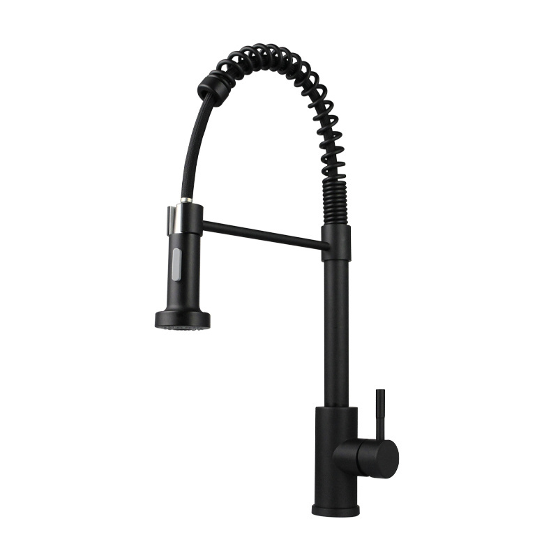 TOP1 AG Brass CUPC Spring Pull Down Stainless Steel Brushed Black Gourmet Pull Down Kitchen Sink Pull Out Spring Kitchen Faucets