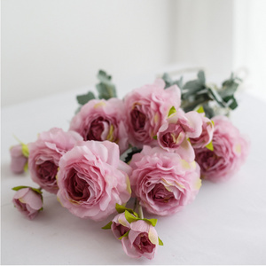 FC-XHD09 ranunculus artificial flowers home wedding decoration  bottle flower arrangement Dew Lotus silk camellia ranunculus