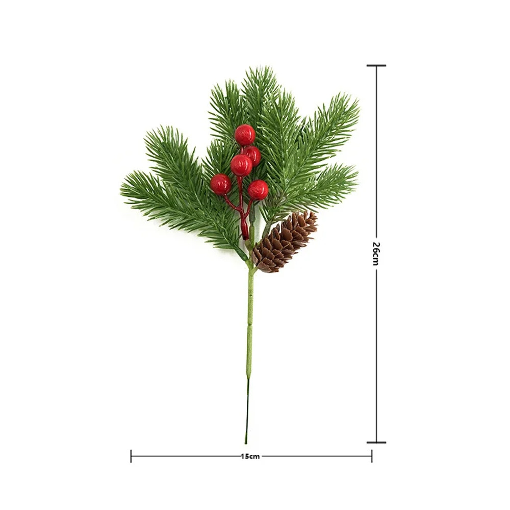 Plastic Artificial Red Berry Pinecone Pine Needles Branches for DIY Crafts Garland Wreath Christmas Wedding New Year Decor