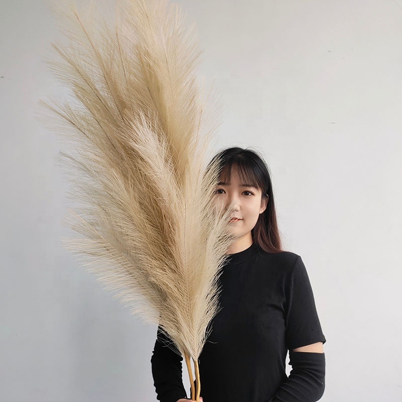 High End Tall Fluffy Stems Silk Artificial Pampas Grass for Wedding Decoration