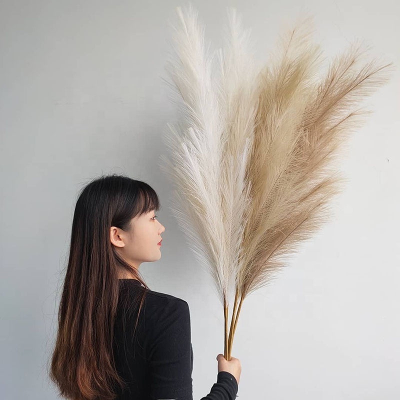 High End Tall Fluffy Stems Silk Artificial Pampas Grass for Wedding Decoration