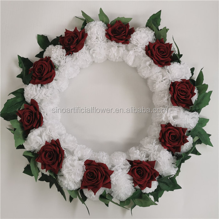 FU3101 Artificial funeral wreath silk customized wreath customized for funeral decoration