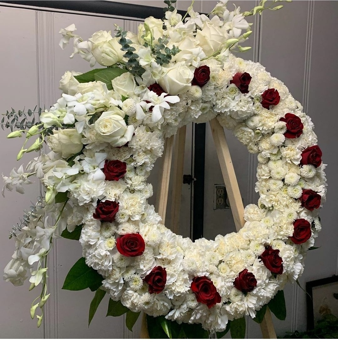 FCR120  Funeral wreath Artificial  White Funeral Flower Wreath decoration cemetery condolences flowers