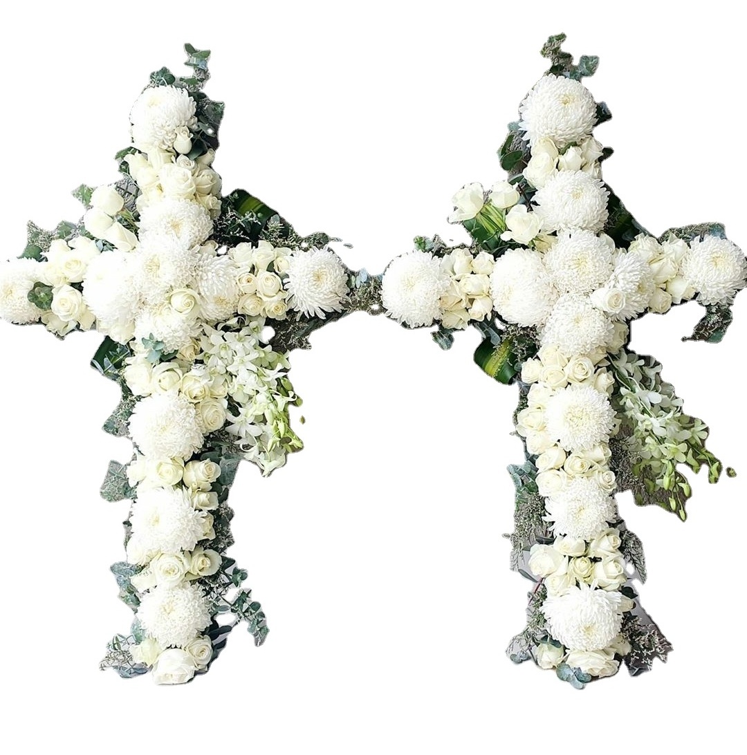 FCR120  Funeral wreath Artificial  White Funeral Flower Wreath decoration cemetery condolences flowers