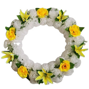 FU3101 Artificial funeral wreath silk customized wreath customized for funeral decoration