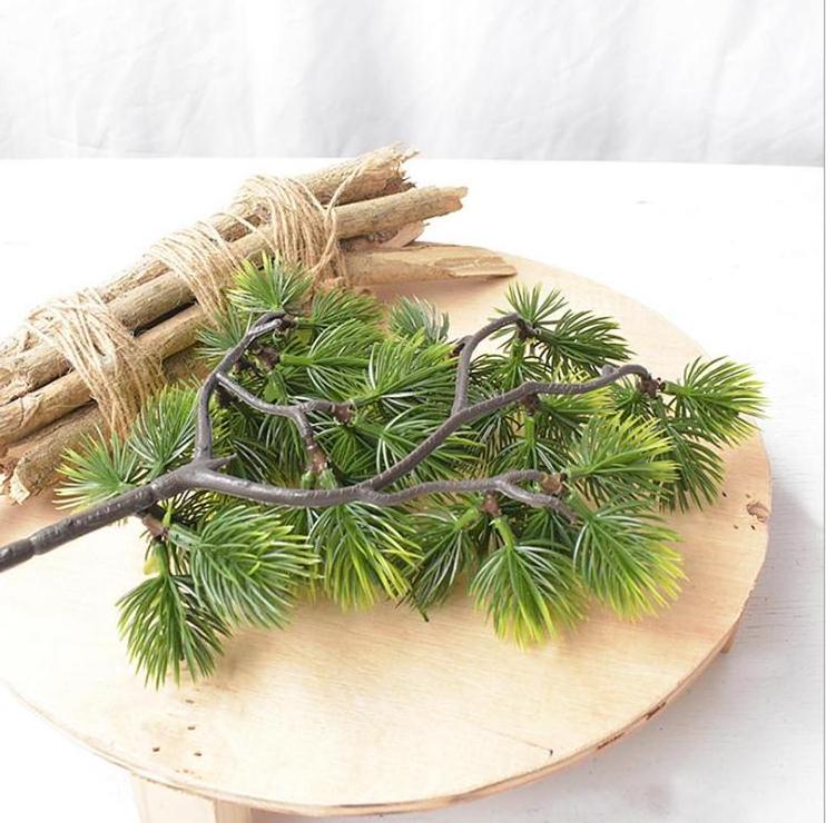 Christmas decoration artificial green pine tree branch for vertical plant wall decoration