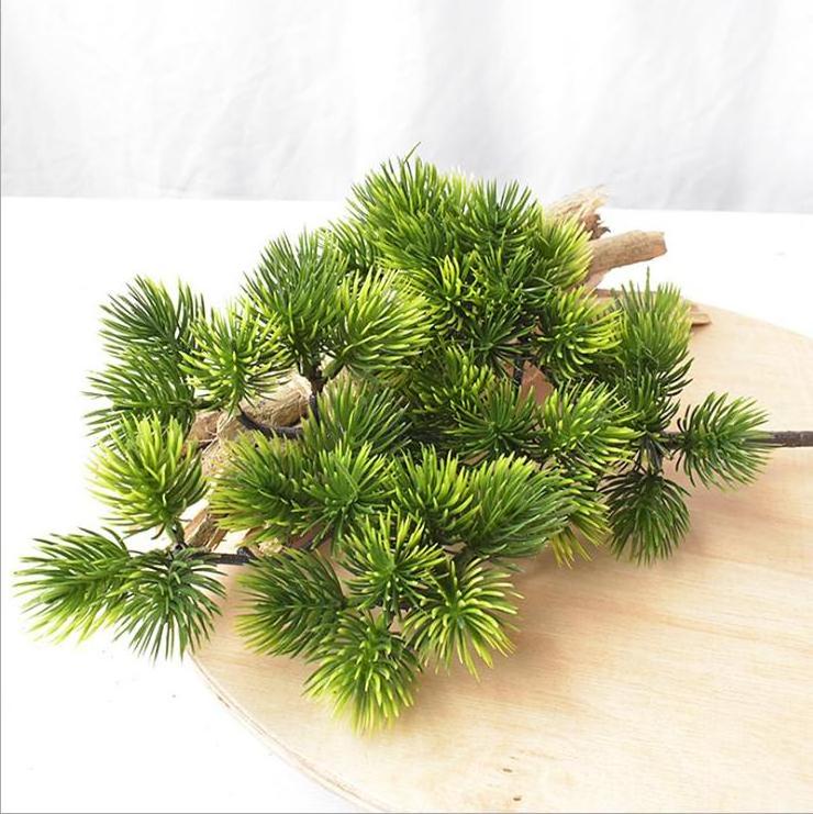 Christmas decoration artificial green pine tree branch for vertical plant wall decoration