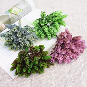 FC7104 Factory Artificial Plant Green Sedum Succulent Pine Stem for Home Vase Decoration