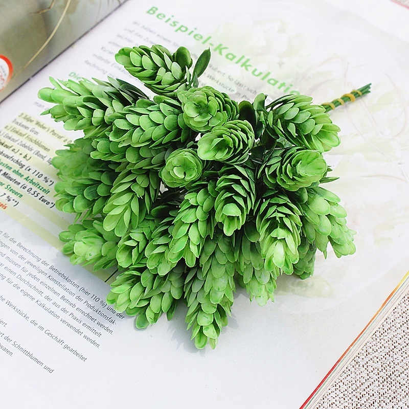 FC7104 Factory Artificial Plant Green Sedum Succulent Pine Stem for Home Vase Decoration