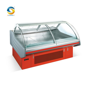 Commercial Small Curved Glass Supermarket Deli Refrigerated Cooler Chiller Meat Display Refrigerator For Case