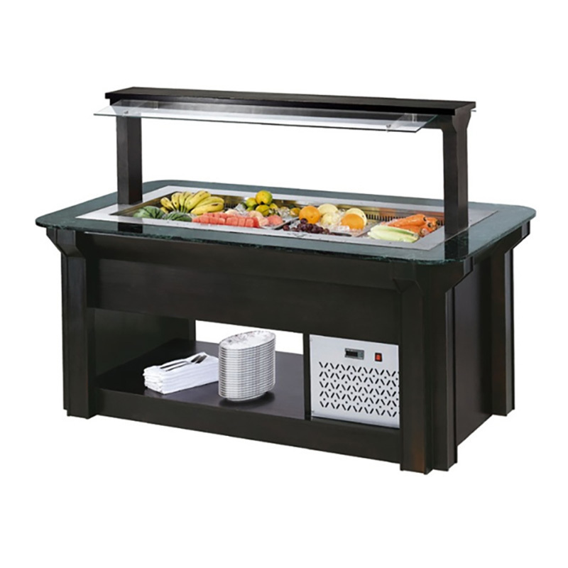 Buffet Equipment Catering Salad Counter Marble Island Luxury Salad Bar Fridge Fruit Display For Sale